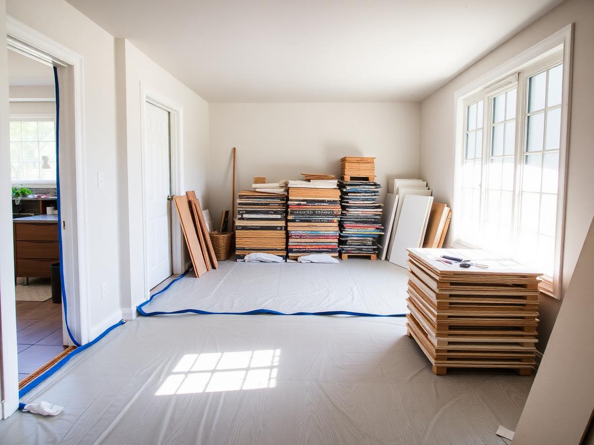 A clean, organised job site inside an occupied home